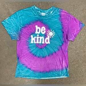 Awesome Retro Hippy Blue/Purple Tie-dye Swirl Sunshine Sisters T-shirt Medium